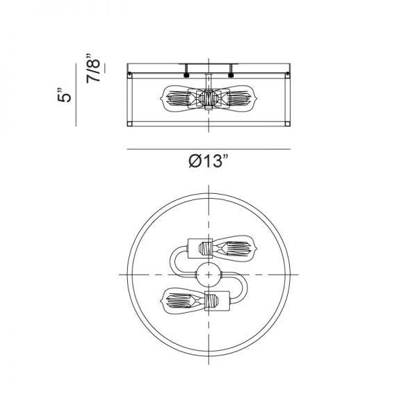 Matteo M15502 Clarke 2-lt 13" Round Flush Mount