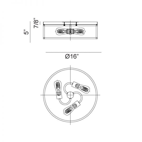 Matteo M15503 Clarke 3-lt 16" Round Flush Mount