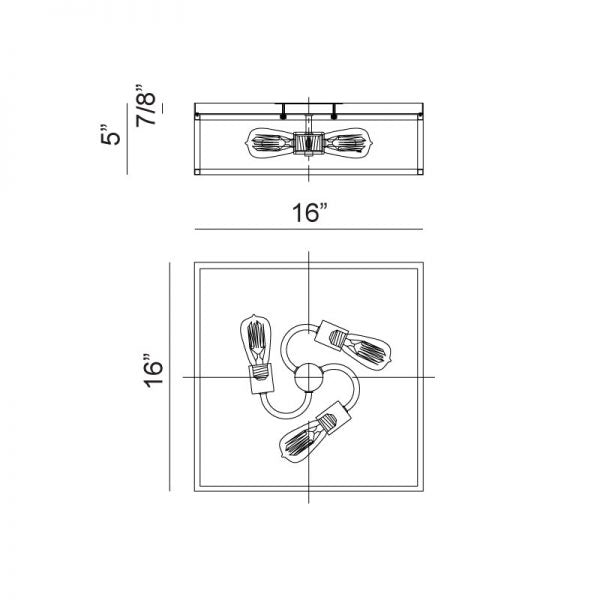 Matteo M15543 Clarke 3-lt 16" Square Flush Mount