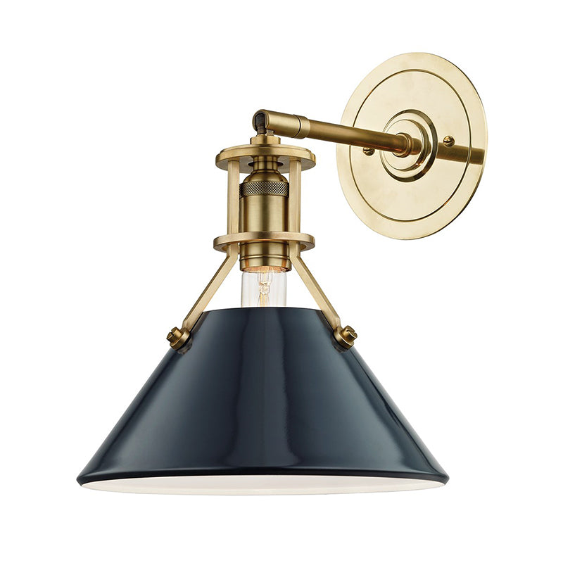 Hudson Valley MDS350 Painted No. 2 1-lt 12" Tall Wall Sconce - Aged Brass/Darkest Blue