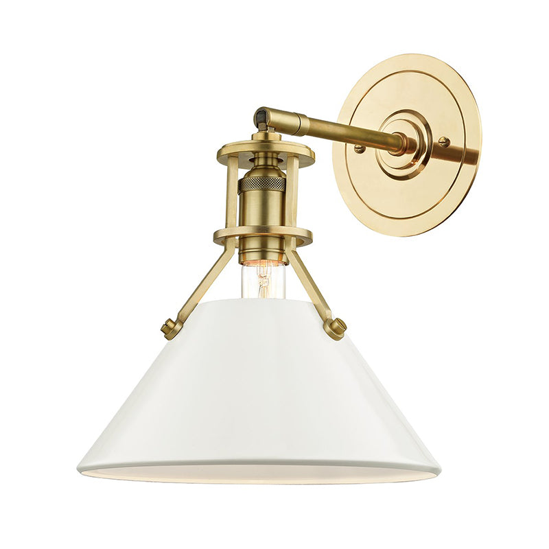 Hudson Valley MDS350 Painted No. 2 1-lt 12" Tall Wall Sconce - Aged Brass/Off White