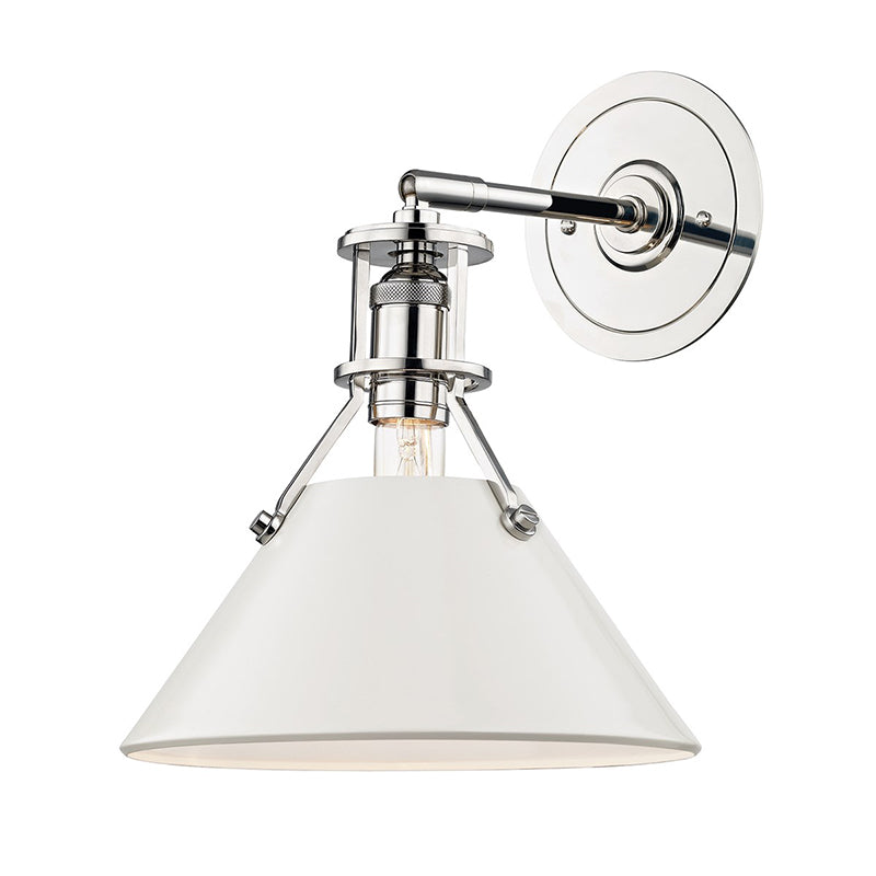Hudson Valley MDS350 Painted No. 2 1-lt 12" Tall Wall Sconce - Polished Nickel/Off White