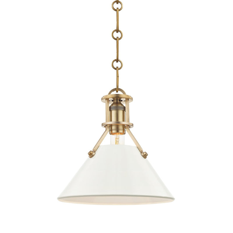 Hudson Valley MDS351 Painted No. 2 1-lt 10" Pendant - Aged Brass/Off White