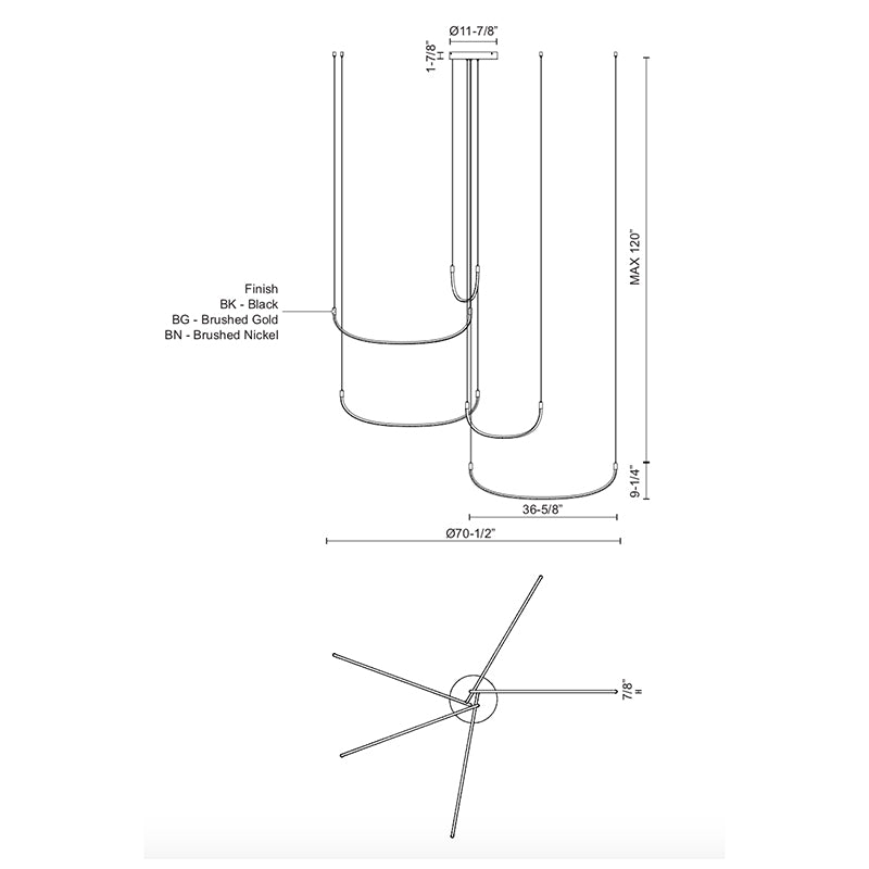 Kuzco MP89570 Talis 5- lt 71" LED Pendant
