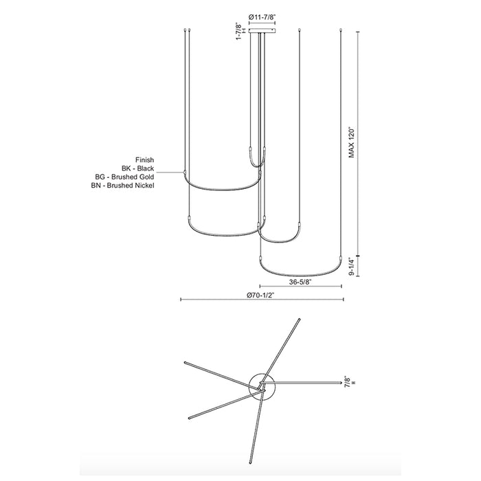 Kuzco MP89570 Talis 5- lt 71" LED Pendant