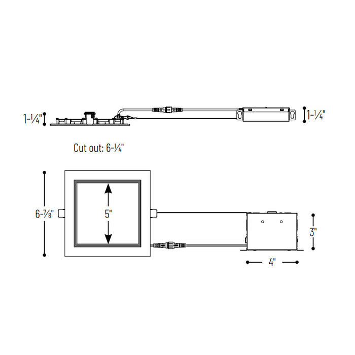 Nora NEFLINTW-S6233 6" E-Series FLIN Square LED Downlight, 27K/30K/35K Selectable, 120V