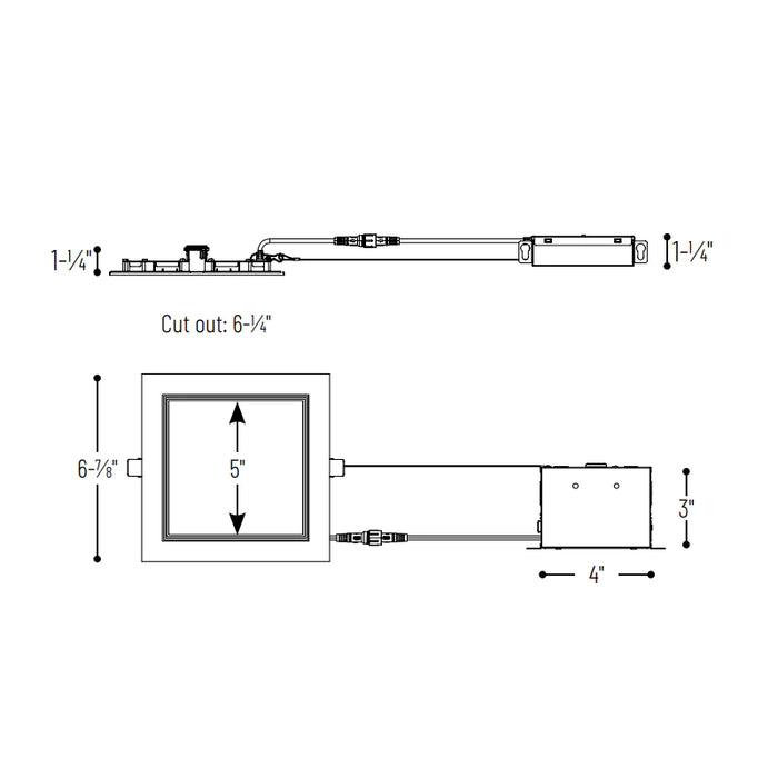 Nora NEFLINTW-S6233 6" E-Series FLIN Square LED Downlight, 27K/30K/35K Selectable, 120-277V