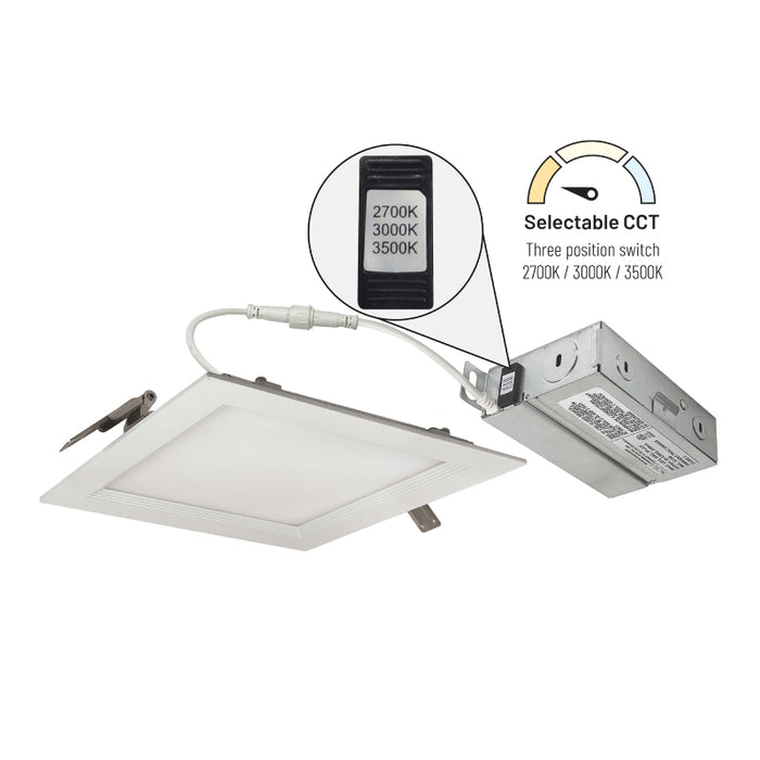 Nora NEFLINTW-S6233 6" E-Series FLIN Square LED Downlight, 27K/30K/35K Selectable, 120V