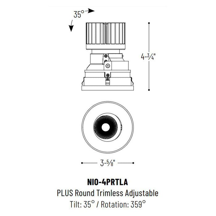 Nora NIO-4PRTLA 4" Iolite PLUS Round Trimless Adjustable