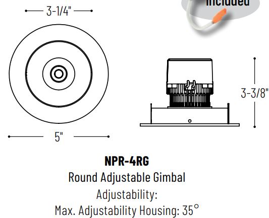 Nora NPR-4RG 4" Pearl LED Round Adjustable Gimbal Retrofit
