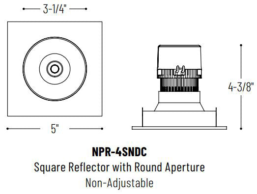 Nora NPR-4SNDC 4" Pearl LED Square Retrofit Reflector with Round Aperture