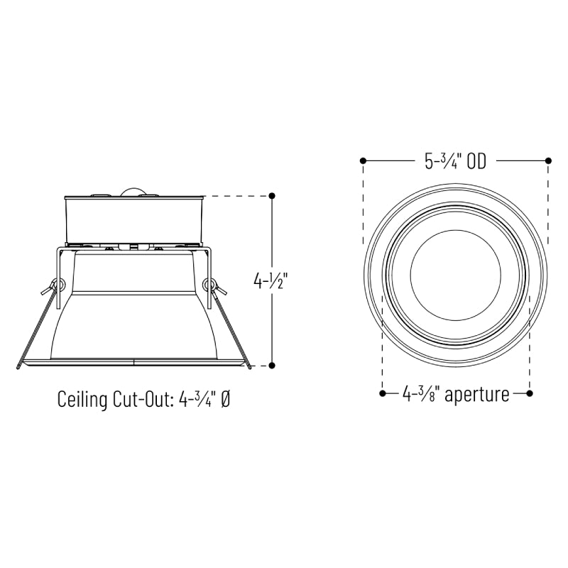 Nora NQZ2-41TWTW 4" Quartz Can-less LED Downlight, CCT & Lumen Selectable