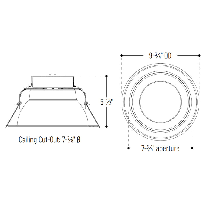 Nora NQZ2-81TWTW 8" Quartz Can-less LED Downlight, CCT & Lumen Selectable