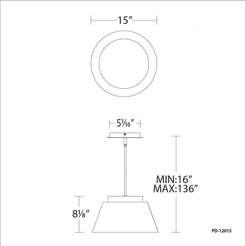 dweLED PD-12015 Chic 15" LED Pendant