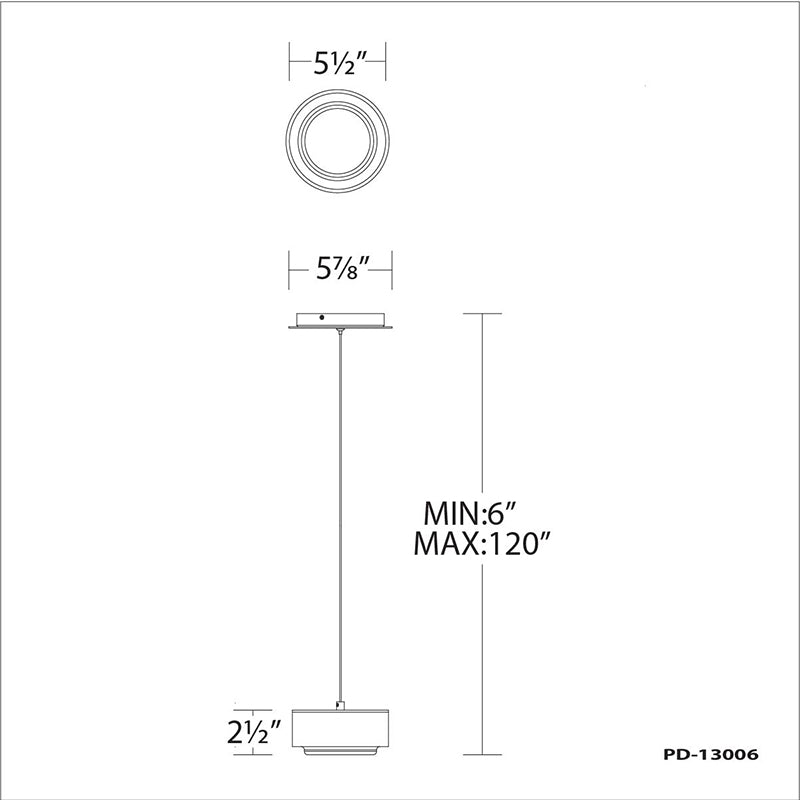 dweLED PD-13006 Ohm 6" LED Pendant