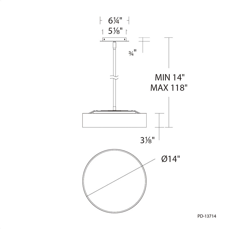 dweLED PD-13714 Manhattan 14" LED Pendant