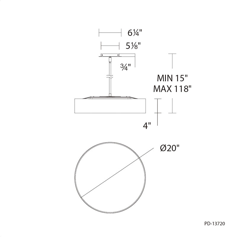 dweLED PD-13720 Manhattan 20" LED Pendant