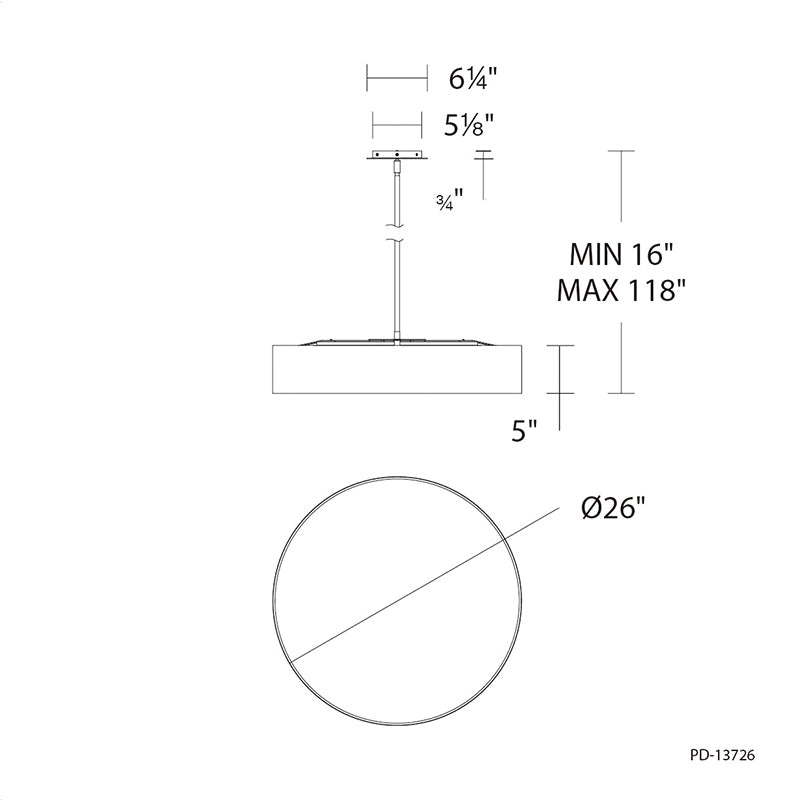 dweLED PD-13726 Manhattan 26" LED Pendant