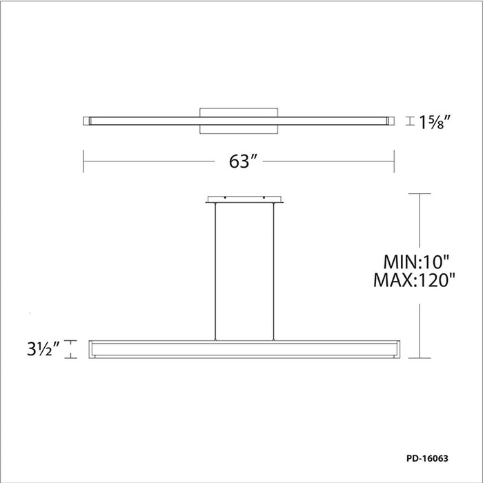 dweLED PD-16063 Lune 63" LED Linear Pendant