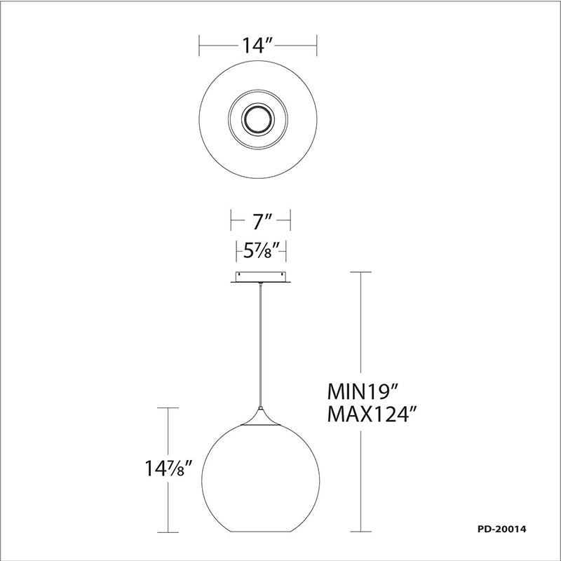 dweLED PD-20014 Bistro 14" LED Pendant