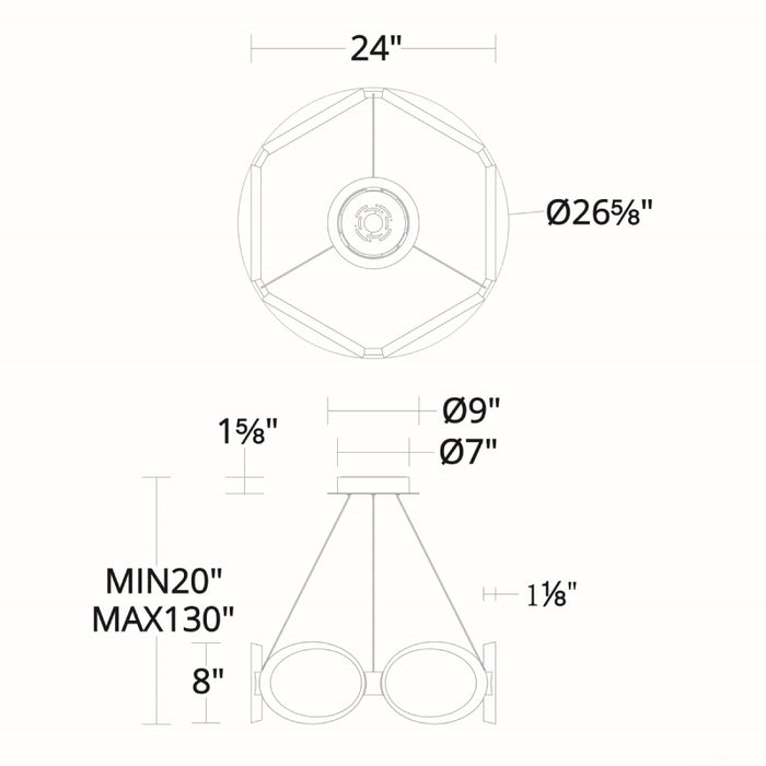 dweLED PD-21324 Solitaire 24" LED Pendant