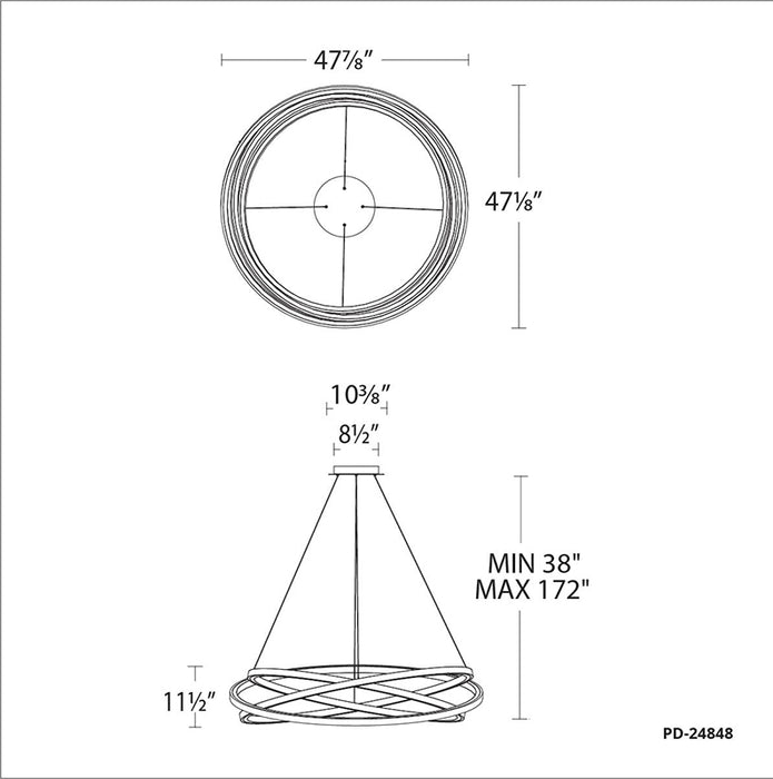 Modern Forms PD-24848 Veloce 3-lt 48" LED Chandelier