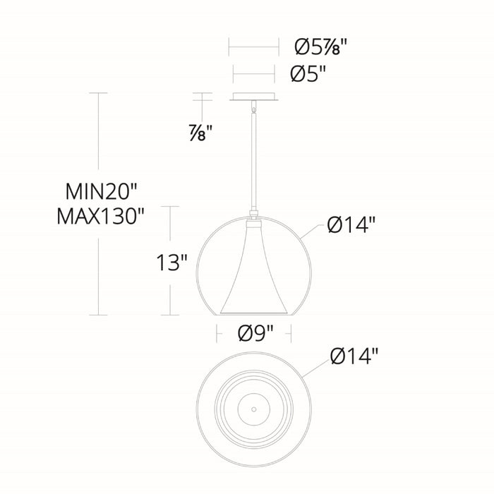 dweLED PD-25314 Chantilly 1-lt 14" LED Pendant