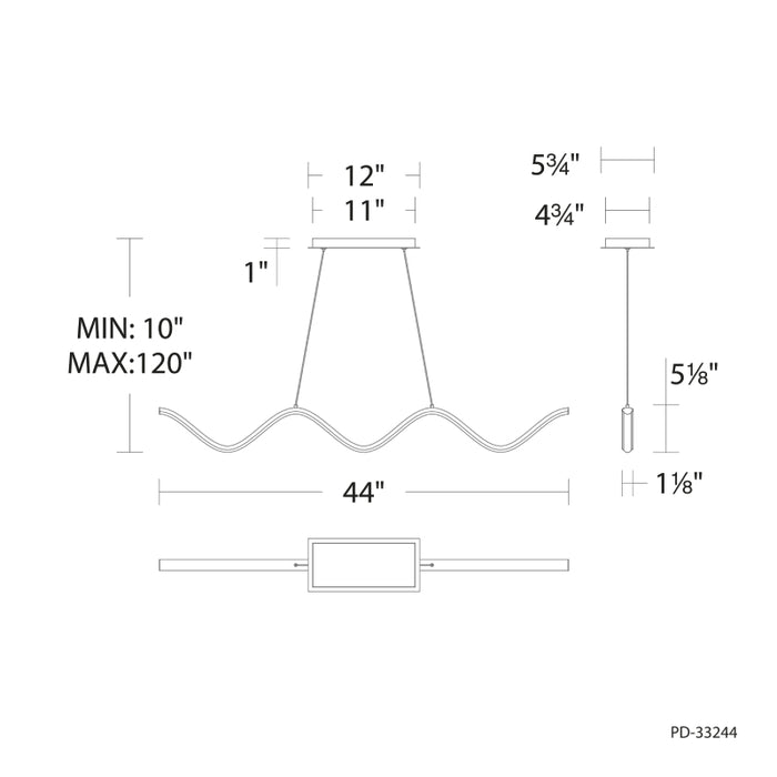 dweLED PD-33244 Morae 1-lt 44" LED Linear Pendant