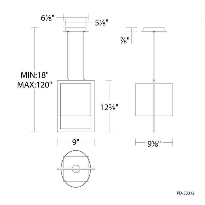 dweLED PD-33312 Park Avenue 1-lt 9" LED Pendant