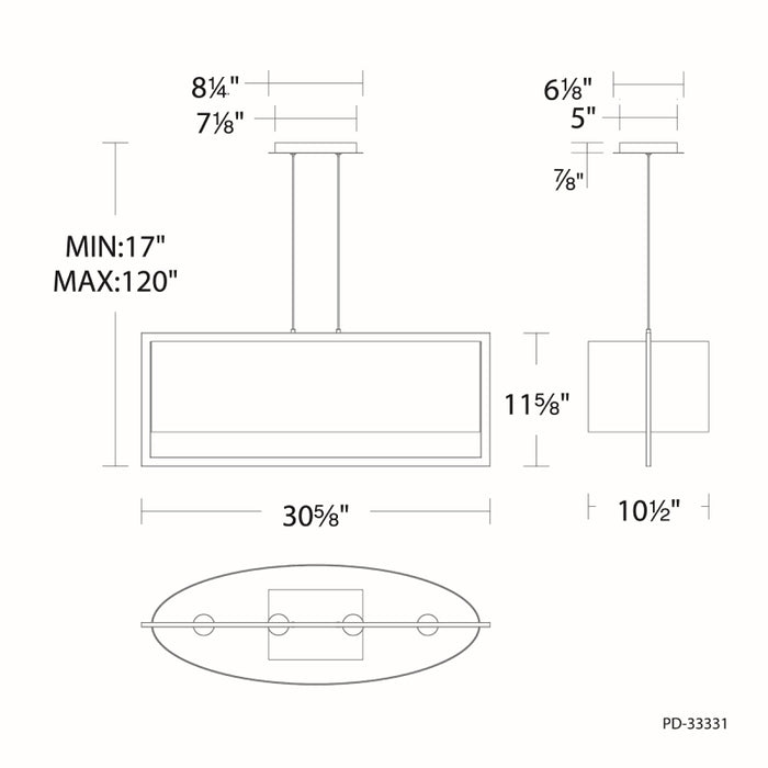 dweLED PD-33331 Park Avenue 1-lt 31" LED Pendant