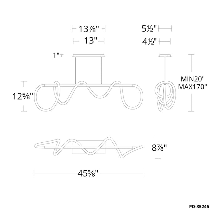 dweLED PD-35246 Tightrope 1-lt 46" LED Linear Pendant