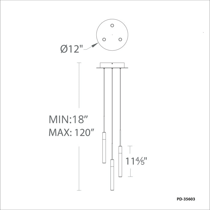 Modern Forms PD-35603 Magic 3-lt 12" LED Pendant