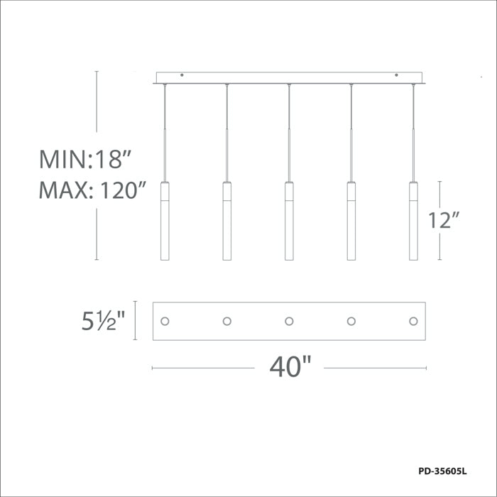 Modern Forms PD-35605L Magic 5-lt 40" LED Pendant