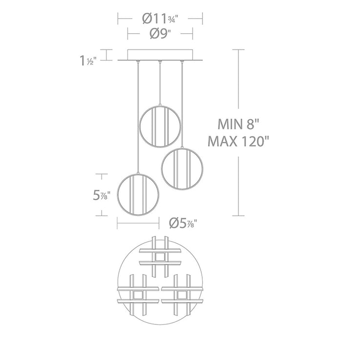 Modern Forms PD-36203R Carillion 3-lt 12" LED Pendant