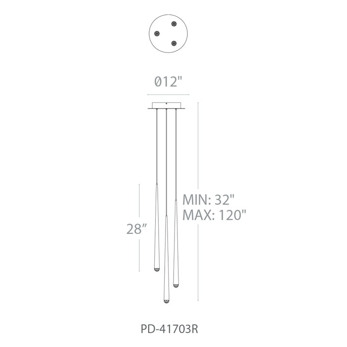 Modern Forms PD-41703R Cascade 3-lt 12" LED Round Pendant