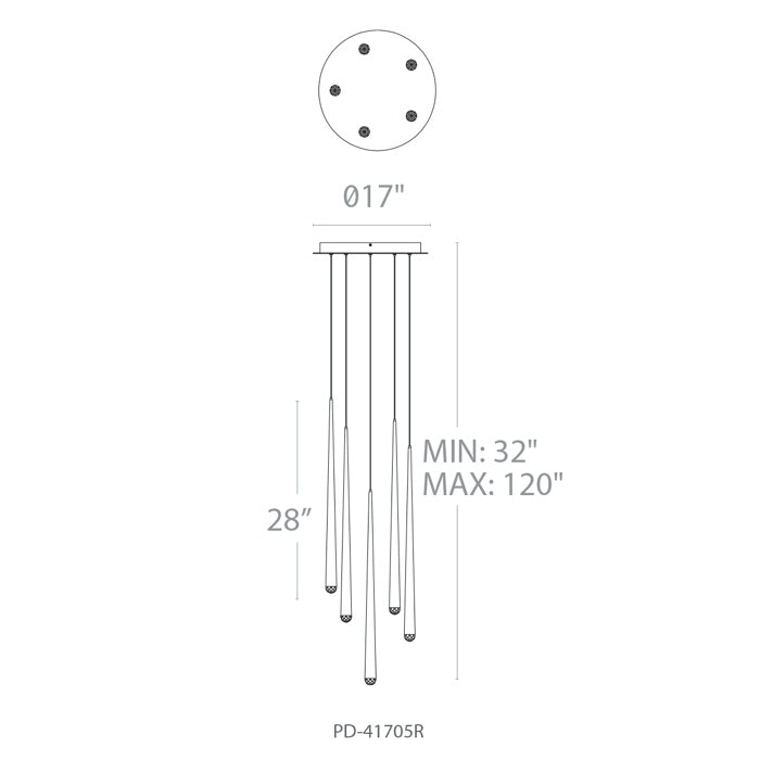 Modern Forms PD-41705R Cascade 5-lt 17" LED Round Pendant