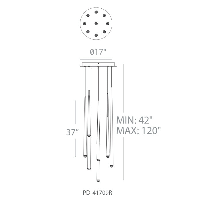 Modern Forms PD-41709R Cascade 9-lt 17" LED Round Pendant