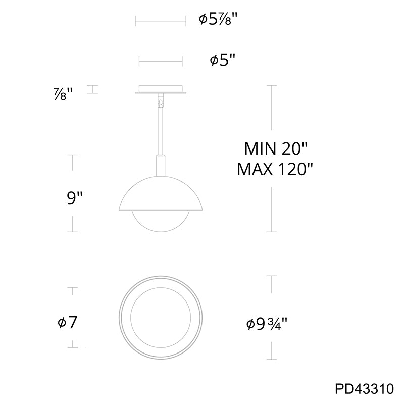 dweLED PD-43310 Moonstone 1-lt 10" LED Pendant