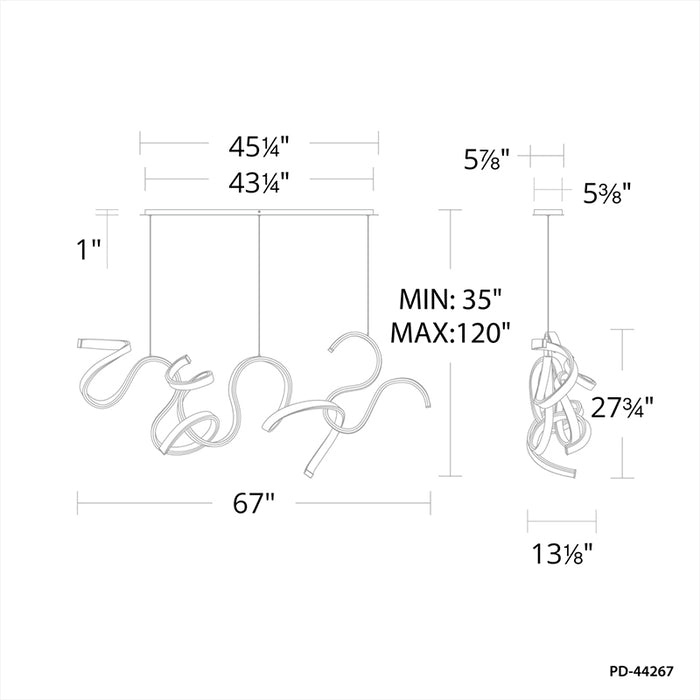 Modern Forms PD-44267 Tempest 67" LED Pendant