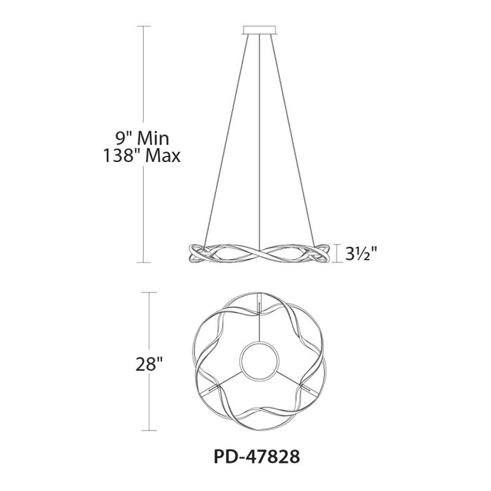 dweLED PD-47828 Interlace 1-lt 28" LED Pendant