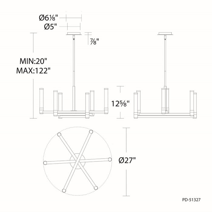 dweLED PD-51327 Jedi 6-lt 27" LED Pendant