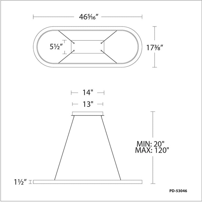 Modern Forms PD-53046-35 Racetrack 1-lt 46" LED Pendant, 3500K