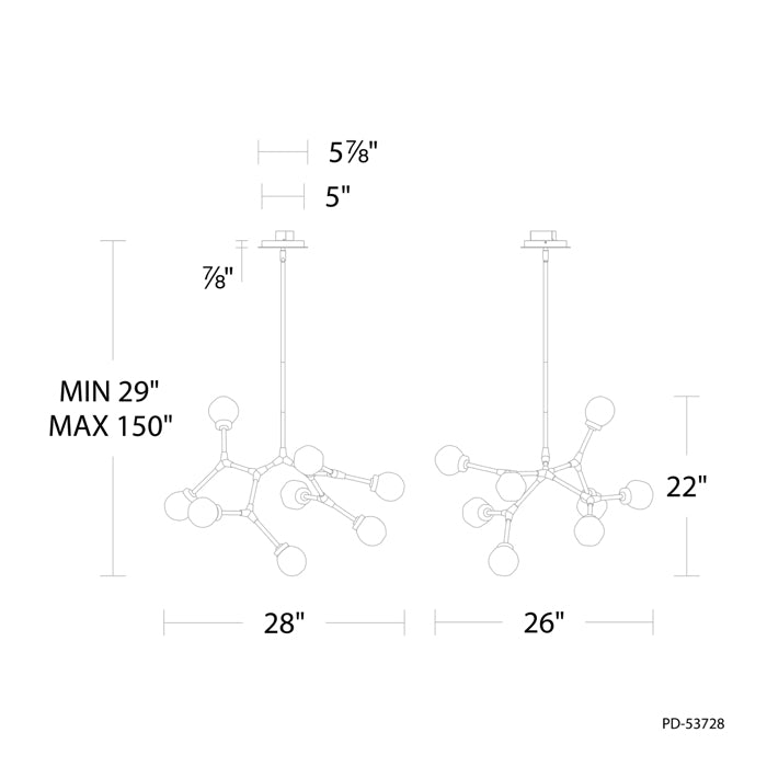 Modern Forms PD-53728 Catalyst 8-lt 28" LED Chandelier
