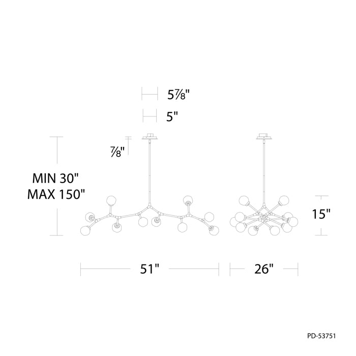Modern Forms PD-53751 Catalyst 10-lt 51" LED Chandelier