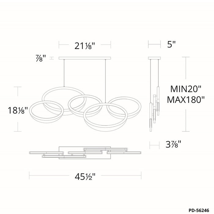 Modern Forms PD-56246 Orion 5-lt 46" LED Pendant