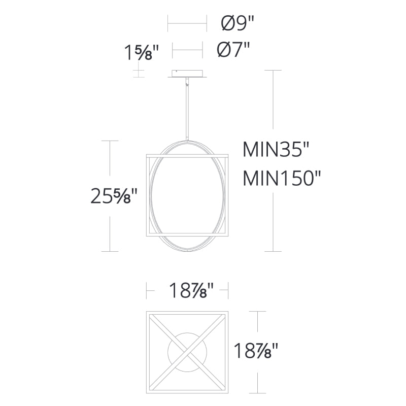 dweLED PD-57327 Geometrix 1-lt 27" Tall LED Pendant
