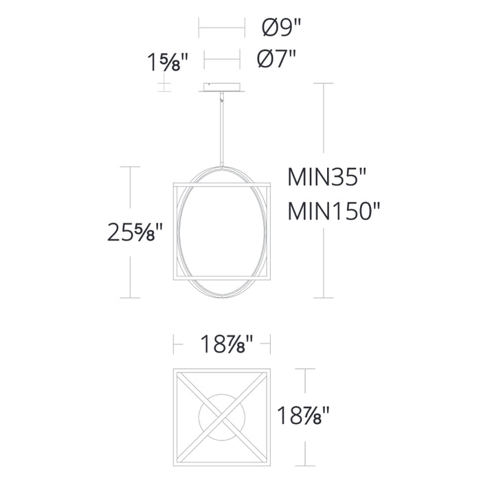 dweLED PD-57327 Geometrix 1-lt 27" Tall LED Pendant