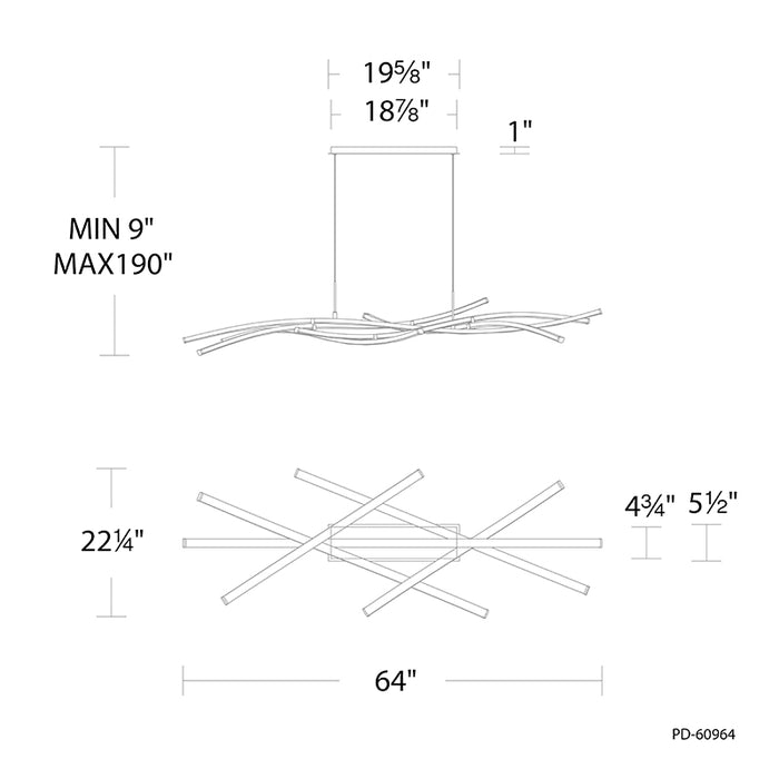 dweLED PD-60964 Divergence 64" LED Chandelier