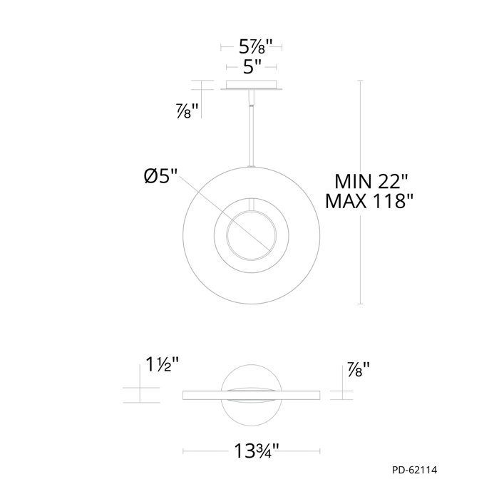 Modern Forms PD-62114 Cymbal 1-lt 14" LED Pendant