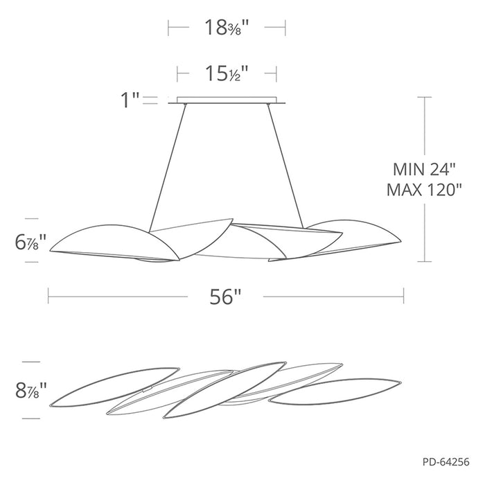 Modern Forms PD-64256 Sydney 5-lt 56" LED Pendant